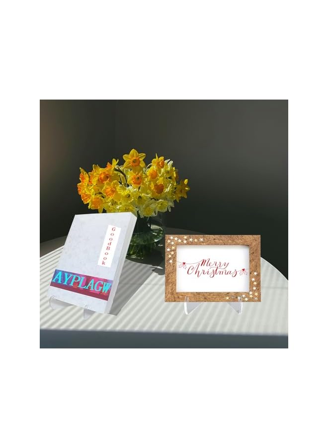 The Bros 3 Pack Acrylic Display Stands, 3 Tiers Plate Stands for Display, Clear Plate Holder Display Stand, Display Holder for Card, Frame, Picture, Magazine, Book, CD, Phone  - Image 5