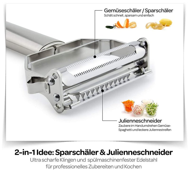 SZYIKUER Vegetable Peeler，SZYIKUER Stainless Steel 2 in 1 Julienne Vegetable Peeler Perfect for Carrot Potato Melon Gadget Vegetable Fruit - Image 3