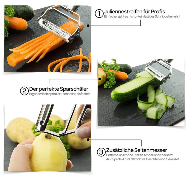 SZYIKUER Vegetable Peeler，SZYIKUER Stainless Steel 2 in 1 Julienne Vegetable Peeler Perfect for Carrot Potato Melon Gadget Vegetable Fruit - Image 5