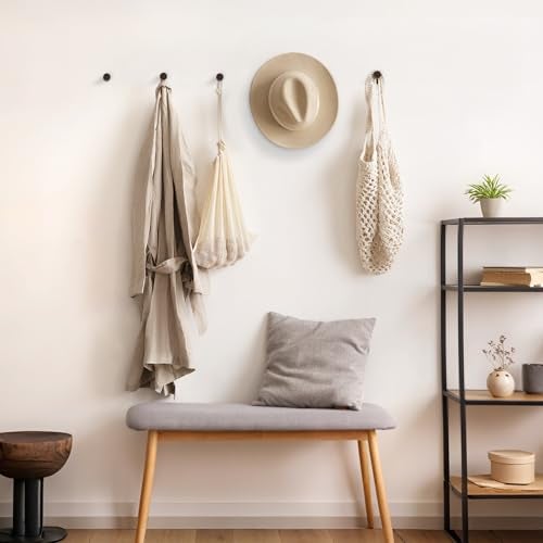 WOVRAN Wood Wall Hooks for Hanging, 6 Pack Rustic Coat Hooks Wall Mount, Handmade Wooden Pegs Hat Hook, Entryway Walls Hanger for Coat Purse, Boho Bathroom Towel Rack (Walnut Wood) - Image 5