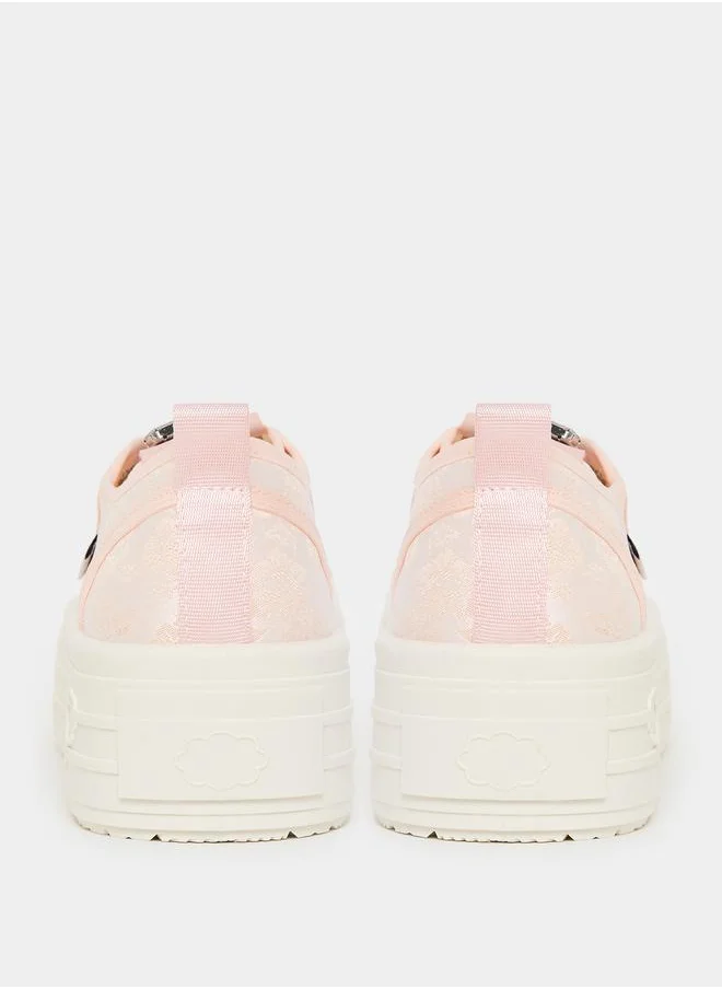 Styli Embellished Lace Up Platform Shoes