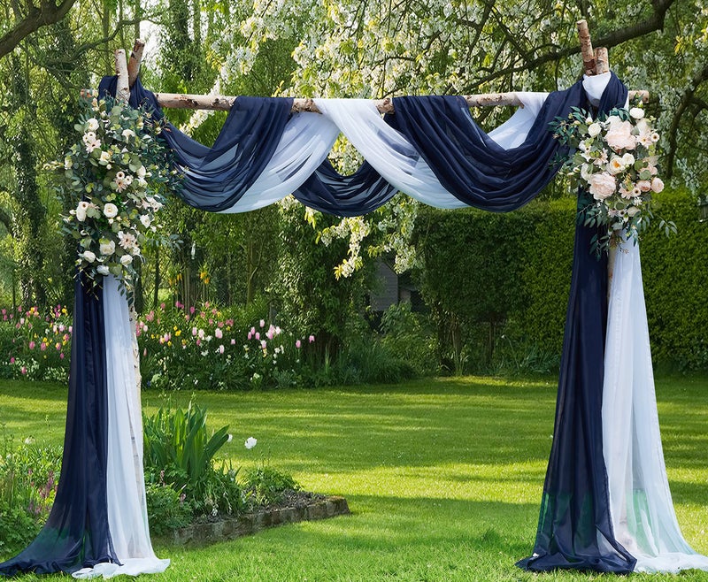 LinenZone Navy Window Scarf Valance in 216 Inch Size. Use Window Scarves as Canopy Bed or Backdrop Curtains, Curtain Scarf, or Sheer Fabric for Draping. (Amazing 55 x 216, Navy) - Image 2