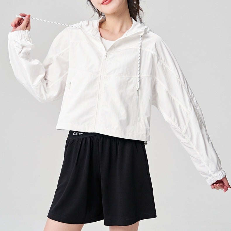 Generic Breathable Sports Yoga Jacket Women Hooded White 