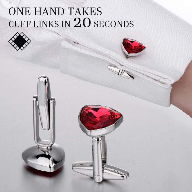 HAWSON Swarovski Crystal Cuff links and Tuxedo Studs for Men in Gift Box, Birthday Christmas Valentines Day Gifts, Mens Jewelry or Accessories for Wedding Party - Image 3