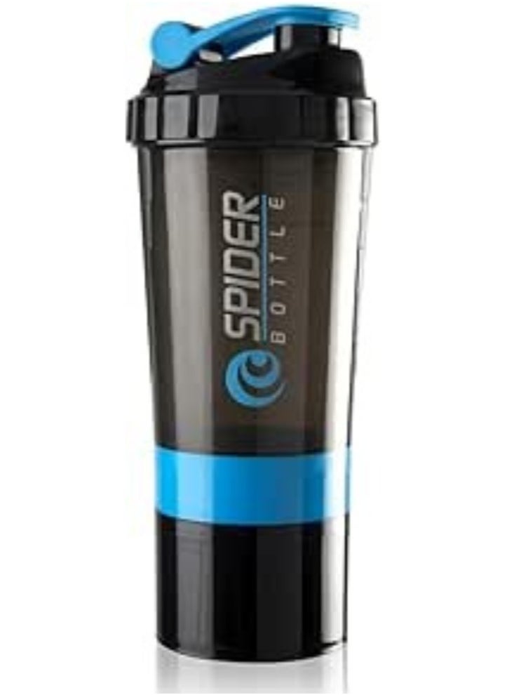 SPIDER Protein Shaker Bottle with Non Slip 3 Layer Twist Off - Blue, 500 ml  - Image 1
