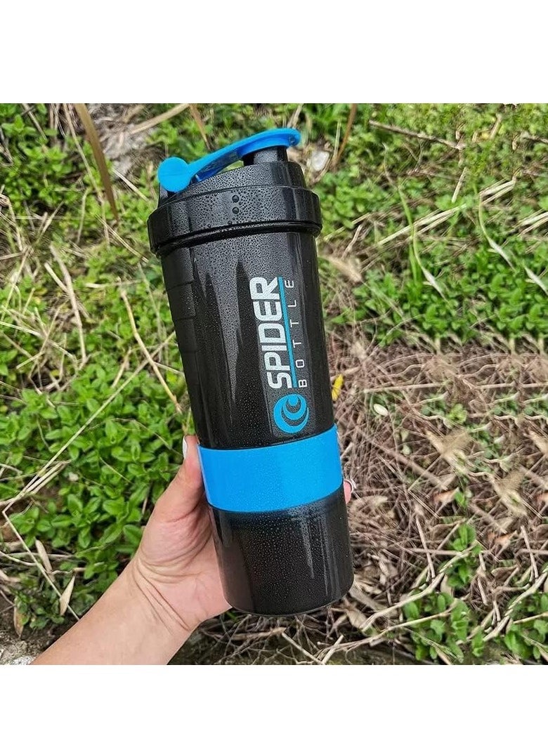 SPIDER Protein Shaker Bottle with Non Slip 3 Layer Twist Off - Blue, 500 ml  - Image 4