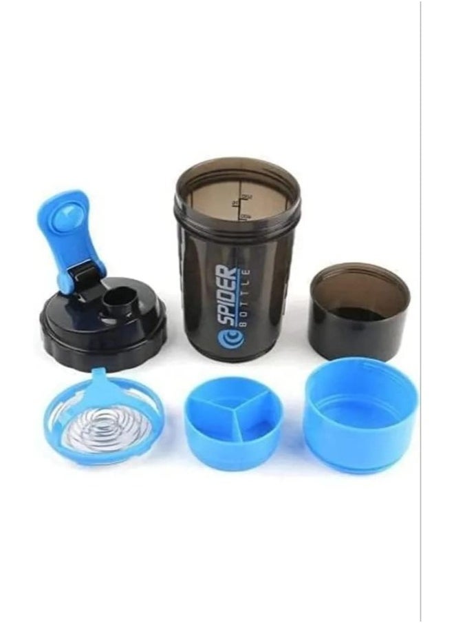 SPIDER - Protein Shaker Bottle with Non Slip 3 Layer Twist Off - Blue, 500 ml - Image 1