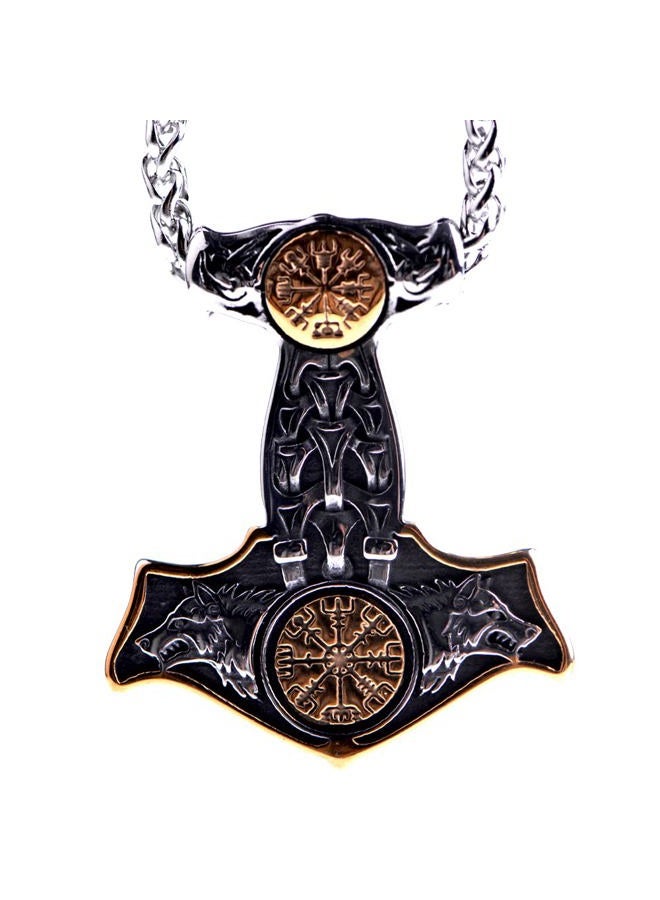 LANGHONG Norse Viking Thor Hammer Necklace Mjolnir Necklace for Men Talisman Jewelry, 41X49, Stainless Steel, No Gemstone - Image 2
