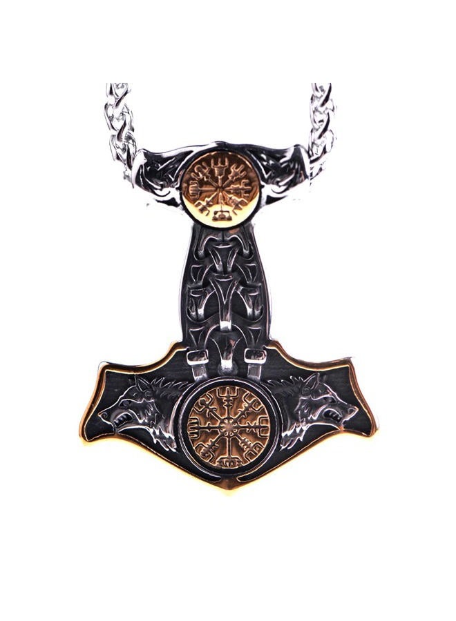 LANGHONG Norse Viking Thor Hammer Necklace Mjolnir Necklace for Men Talisman Jewelry, 41X49, Stainless Steel, No Gemstone - Image 1
