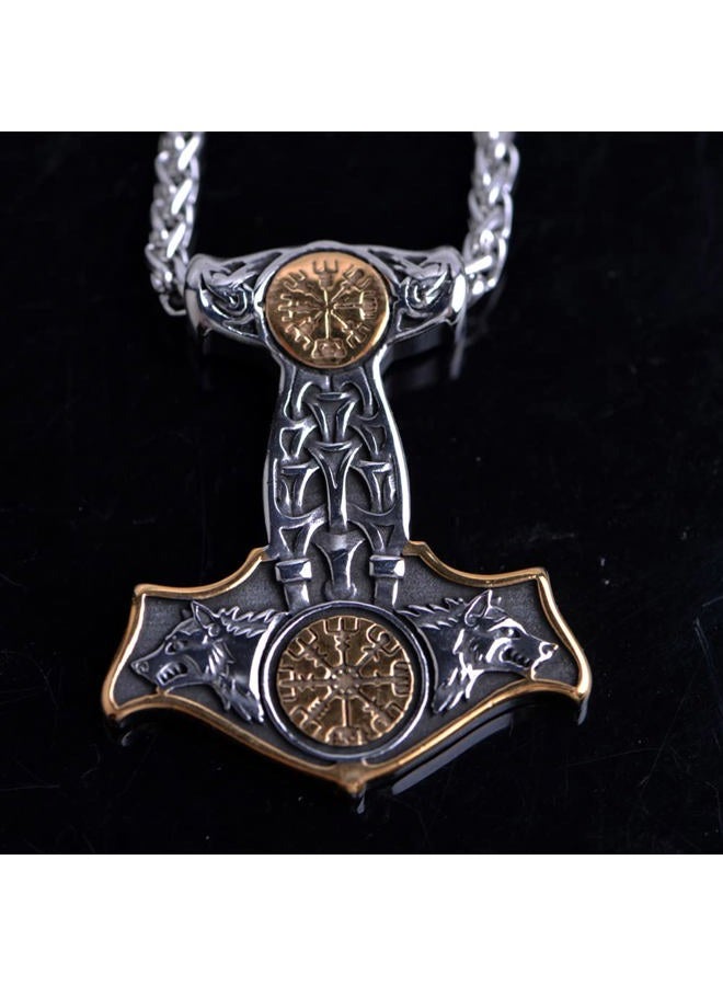 LANGHONG Norse Viking Thor Hammer Necklace Mjolnir Necklace for Men Talisman Jewelry, 41X49, Stainless Steel, No Gemstone - Image 3