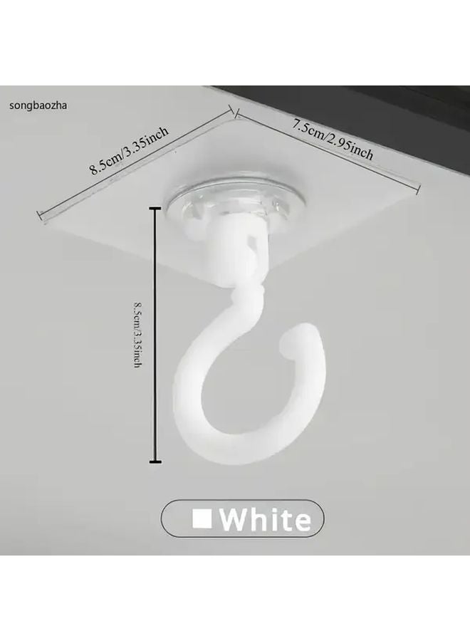 2 Pack White Heavy Duty 360 Rotating Ceiling Hook No Drill Adhesive Mount - Image 3