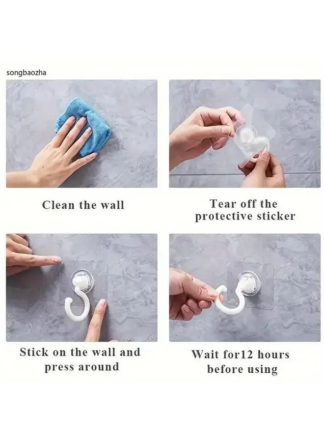 2 Pack White Heavy Duty 360 Rotating Ceiling Hook No Drill Adhesive Mount - Image 5