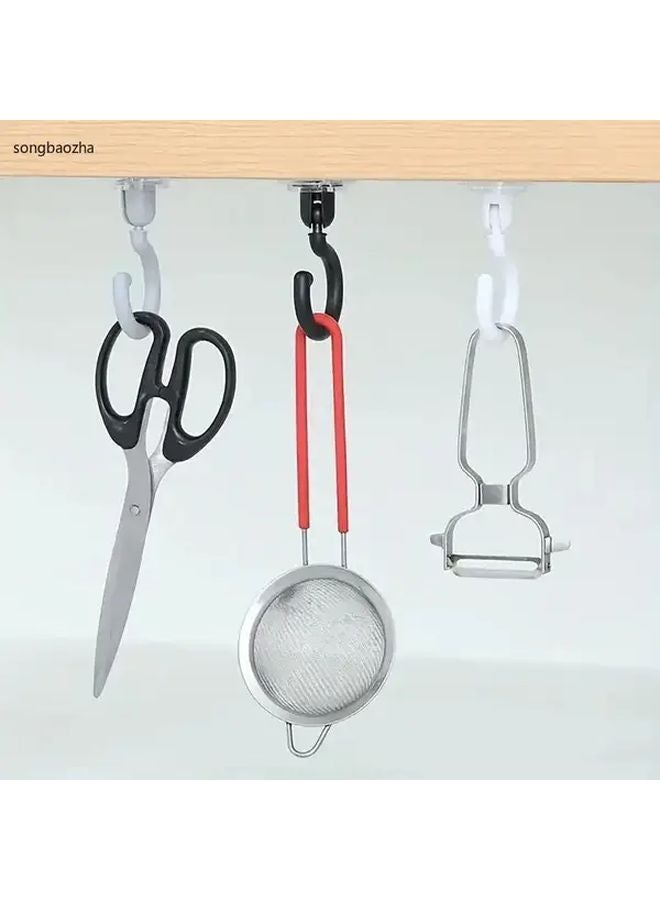 2 Pack White Heavy Duty 360 Rotating Ceiling Hook No Drill Adhesive Mount - Image 4