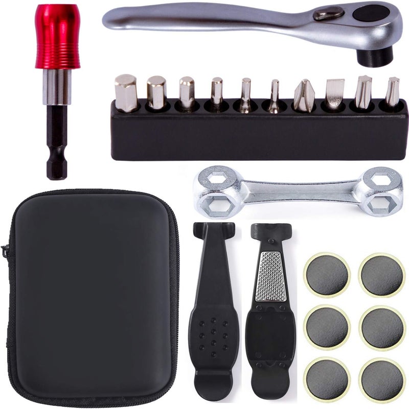 YBEKI Bike Repair Tool Kit Set - Multi-Tool with Ratchet, 10 Bits, Bone Wrench & Portable Bag - Image 1