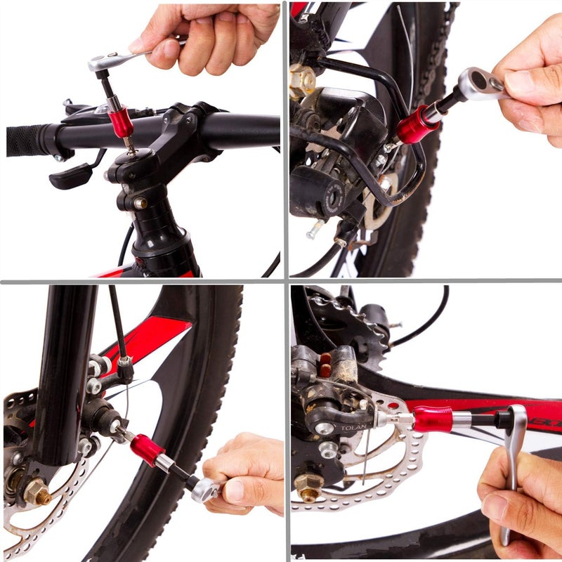 YBEKI Bike Repair Tool Kit Set - Multi-Tool with Ratchet, 10 Bits, Bone Wrench & Portable Bag - Image 5