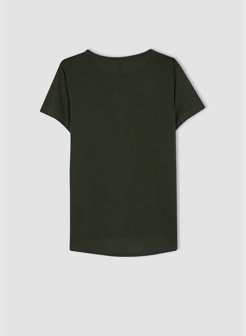 ديفاكتو Relax Fit Short Sleeve Slogan Print T-Shirt