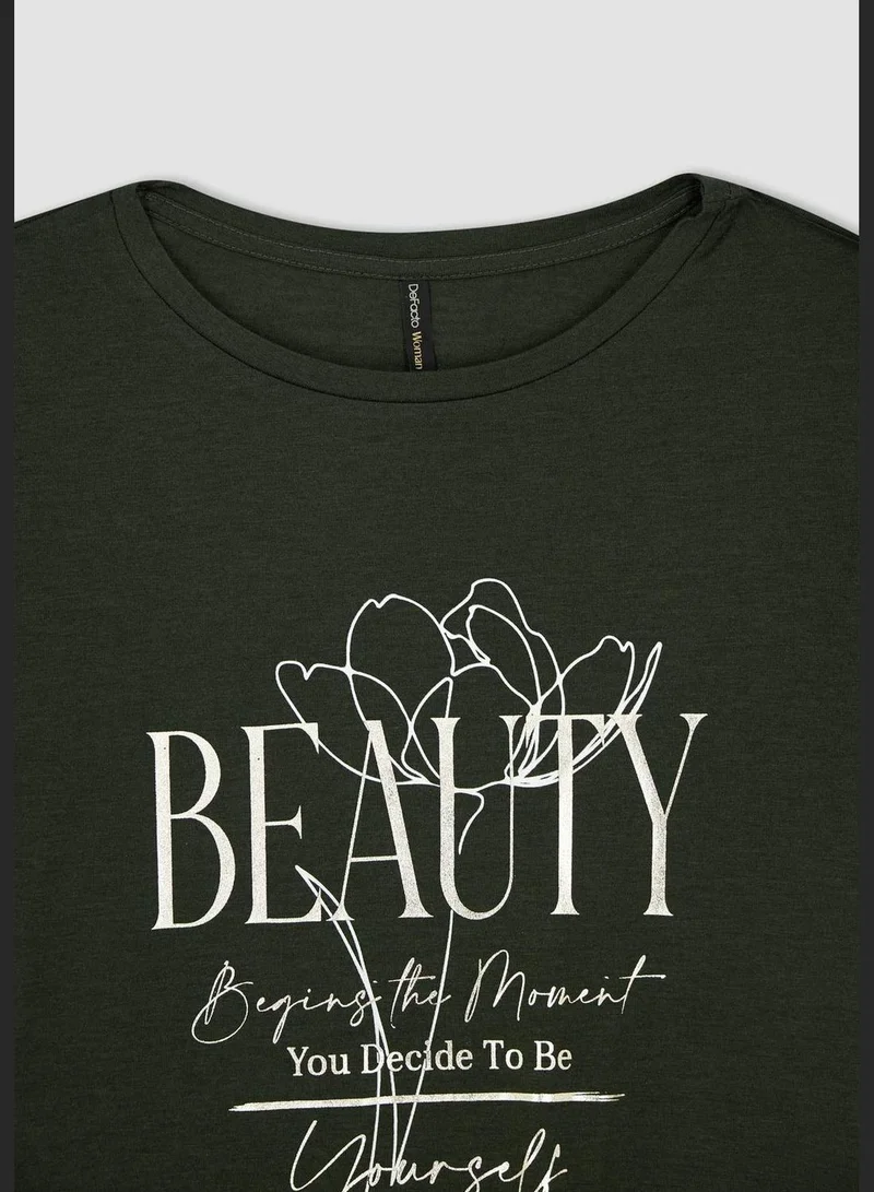 ديفاكتو Relax Fit Short Sleeve Slogan Print T-Shirt