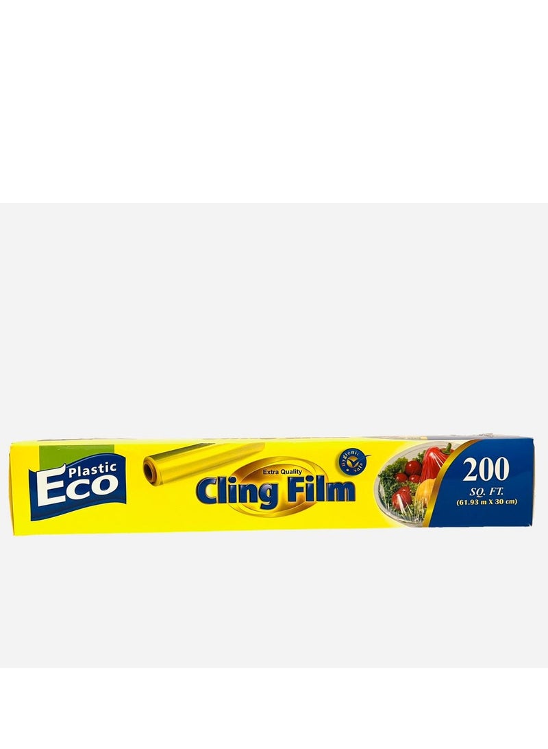 ECO Plastic 2 pack of Cling Film Food Wrap Clear 200sq ft (61.93 mm × 30cm)  - Image 4