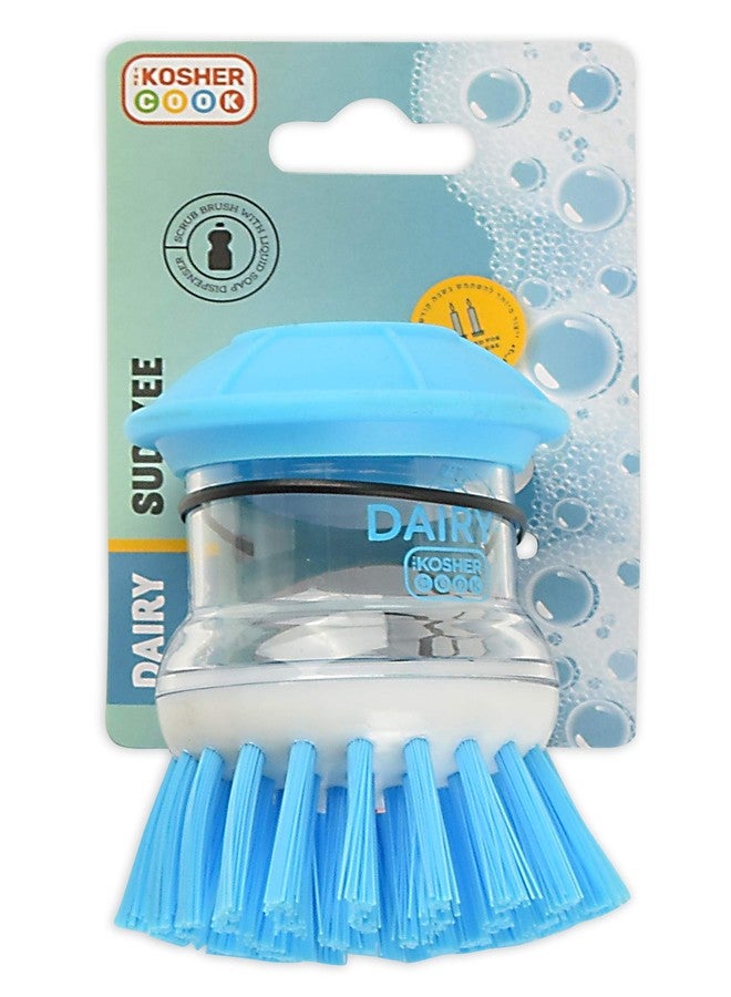 The Kosher Cook Dairy Blue Sud-Zee Scrub Brush with Liquid Dish Soap Dispenser -Scouring Sponge Bristles with Ergonomic Handle - Color Coded Kitchen Tools - Image 3