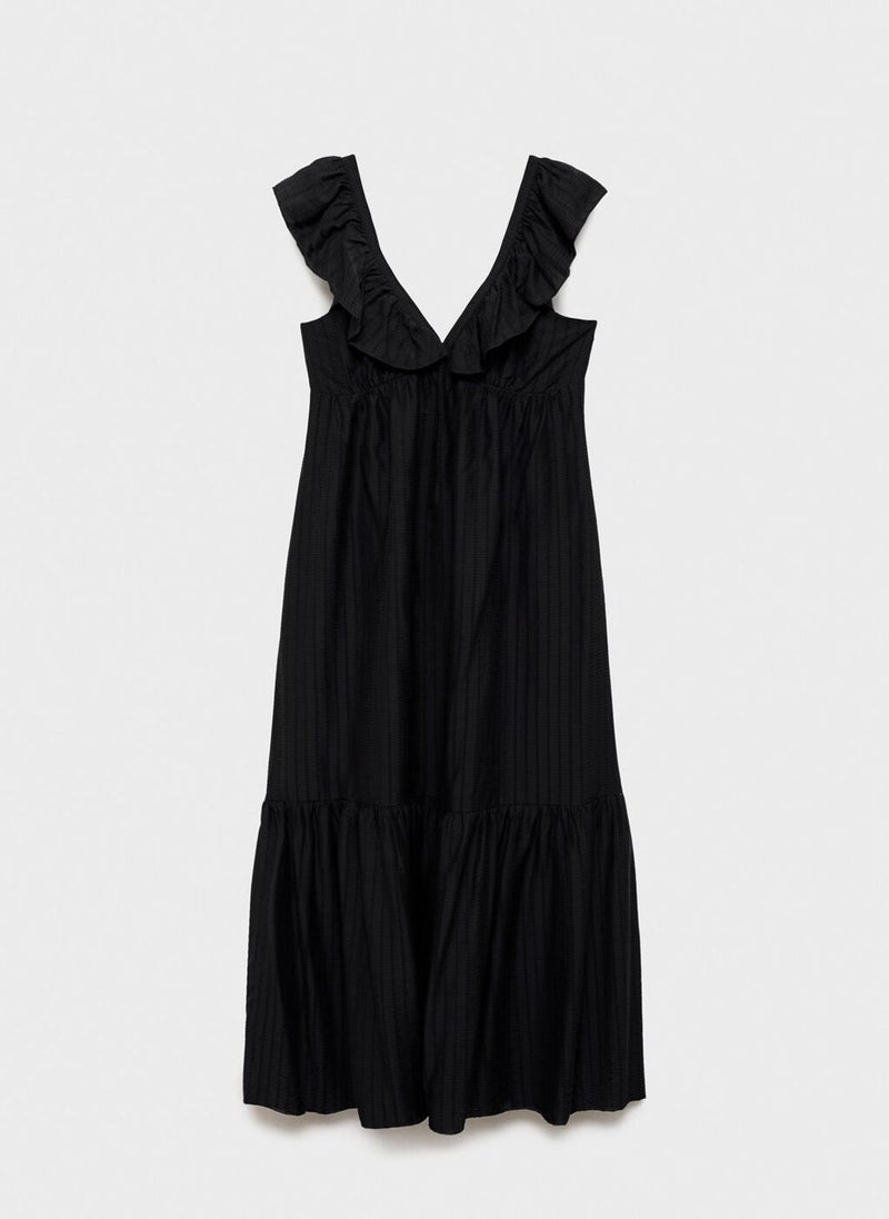 MANGO Ruffled Black Maxi Dress  - Image 5