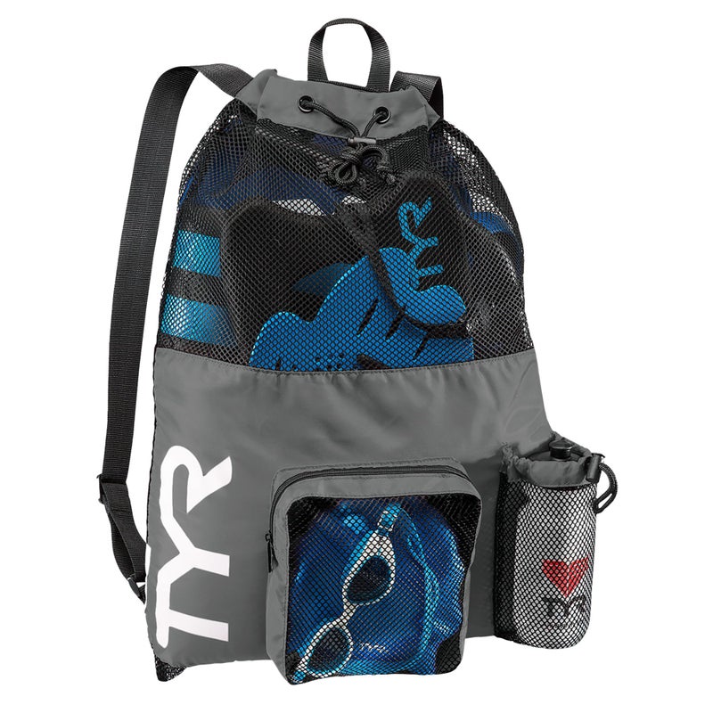 TYR Big Mesh Mummy Backpack for Swim, Gym and Workout Gear, Black, 40-Liter Capacity - Image 1