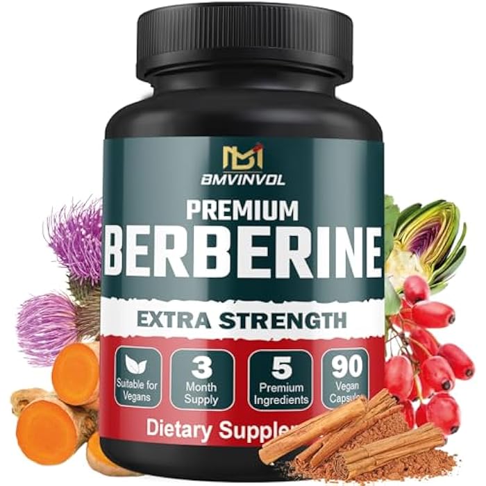 BMVINVOL 5-in-1 Berberine HCl with Ceylon Cinnamon, Milk Thistle, Turmeric, Artichoke - 90 Capsules for 3 Month Supply - Image 1