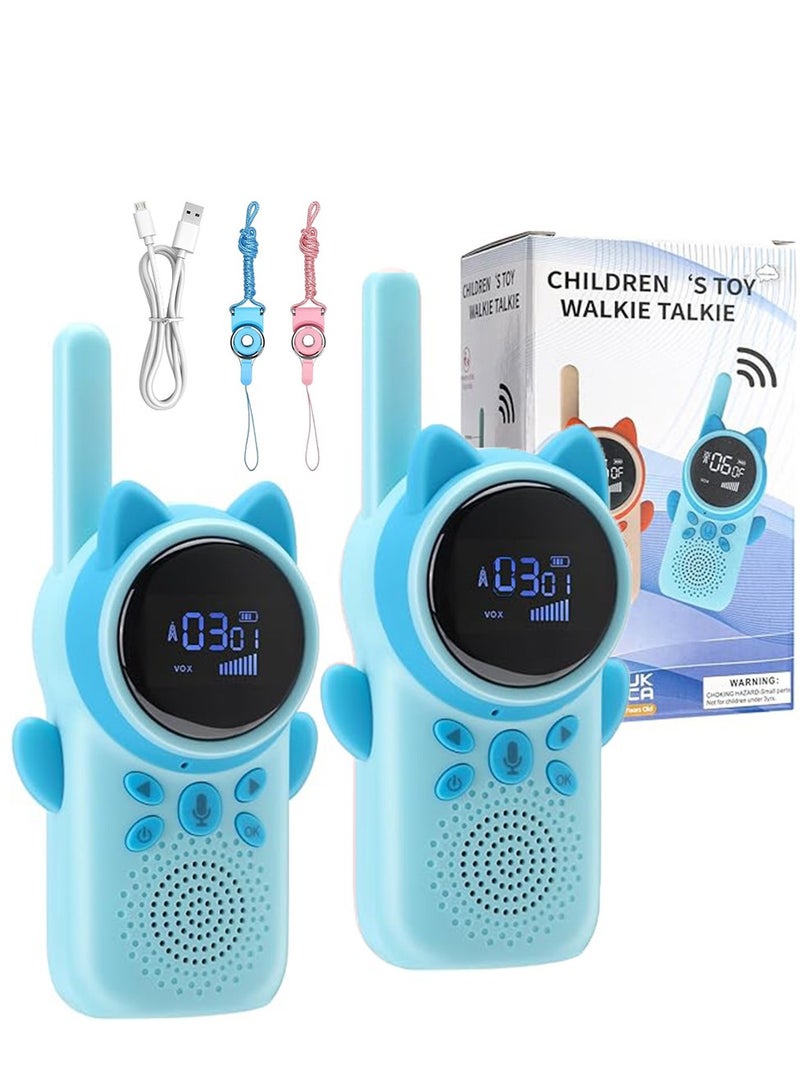 بلو فاير جهاز اتصال لاسلكي للأطفال قابل لإعادة الشحن، عبوة من قطعتين، 8 قنوات، مدى 3 أميال، مناسب للأولاد والبنات من سن 3 إلى 12 عامًا، مصباح يدوي VOX بدون استخدام اليدين وشاشة LCD، هدية لعبة تخييم ومشي لمسافات طويلة في الهواء الطلق - Image 1