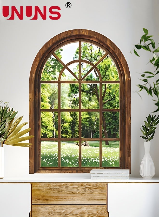 UNUNS Fake Window Wall Decal,2PCS Fake Window Green Plants Wall Stickers For Bedroom,Living room,Porch Dormitory, Home Decoration Wall Stickers Self-adhesive,Home Wall Decor,26*70CM - Image 1