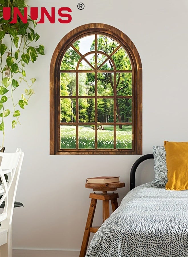 UNUNS Fake Window Wall Decal,2PCS Fake Window Green Plants Wall Stickers For Bedroom,Living room,Porch Dormitory, Home Decoration Wall Stickers Self-adhesive,Home Wall Decor,26*70CM - Image 2