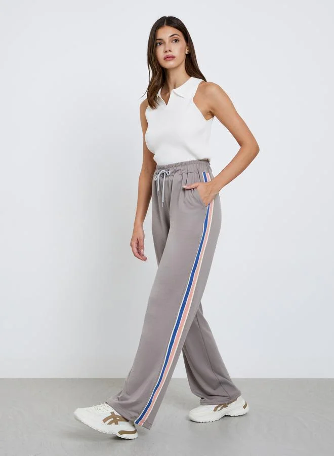 Take Two Take Two Side Striped Wide Leg Joggers with Drawstring