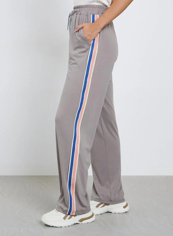 Take Two Take Two Side Striped Wide Leg Joggers with Drawstring