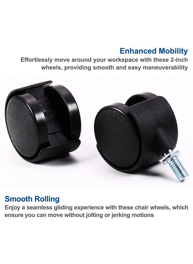 Profynd Heavy Duty Chair Wheels, 2 Inch Caster Wheels, Set of 4, Quiet and Floor Safe, Fits Home Office Computer and Gaming Chairs (PR2001) - Image 2