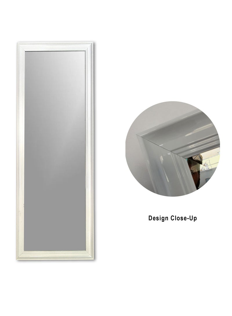 Mirror Full Length Stand Hanging or Leaning Against Wall, Large Rectangle Bedroom Mirror Floor Mirror Dressing Mirror Wall-Mounted Mirror, PVC Frame - White - Image 3