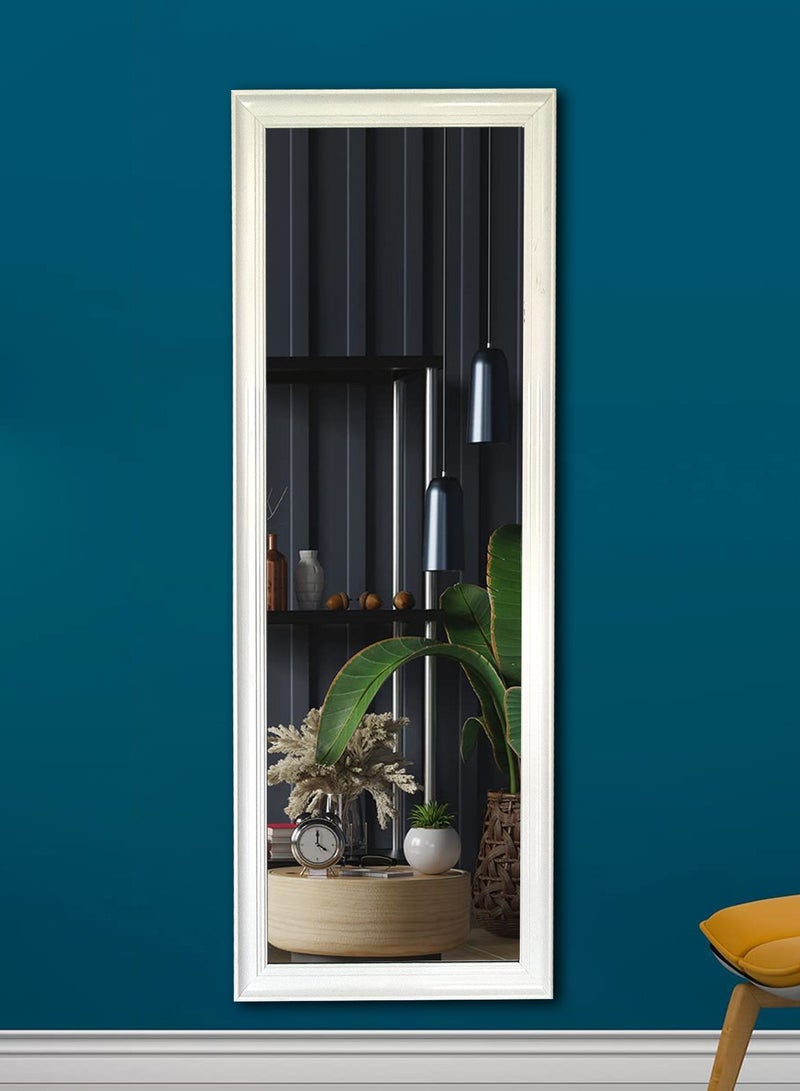 Mirror Full Length Stand Hanging or Leaning Against Wall, Large Rectangle Bedroom Mirror Floor Mirror Dressing Mirror Wall-Mounted Mirror, PVC Frame - White - Image 1