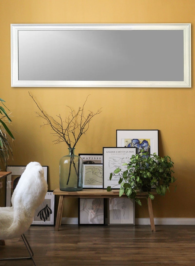 Mirror Full Length Stand Hanging or Leaning Against Wall, Large Rectangle Bedroom Mirror Floor Mirror Dressing Mirror Wall-Mounted Mirror, PVC Frame - White - Image 2