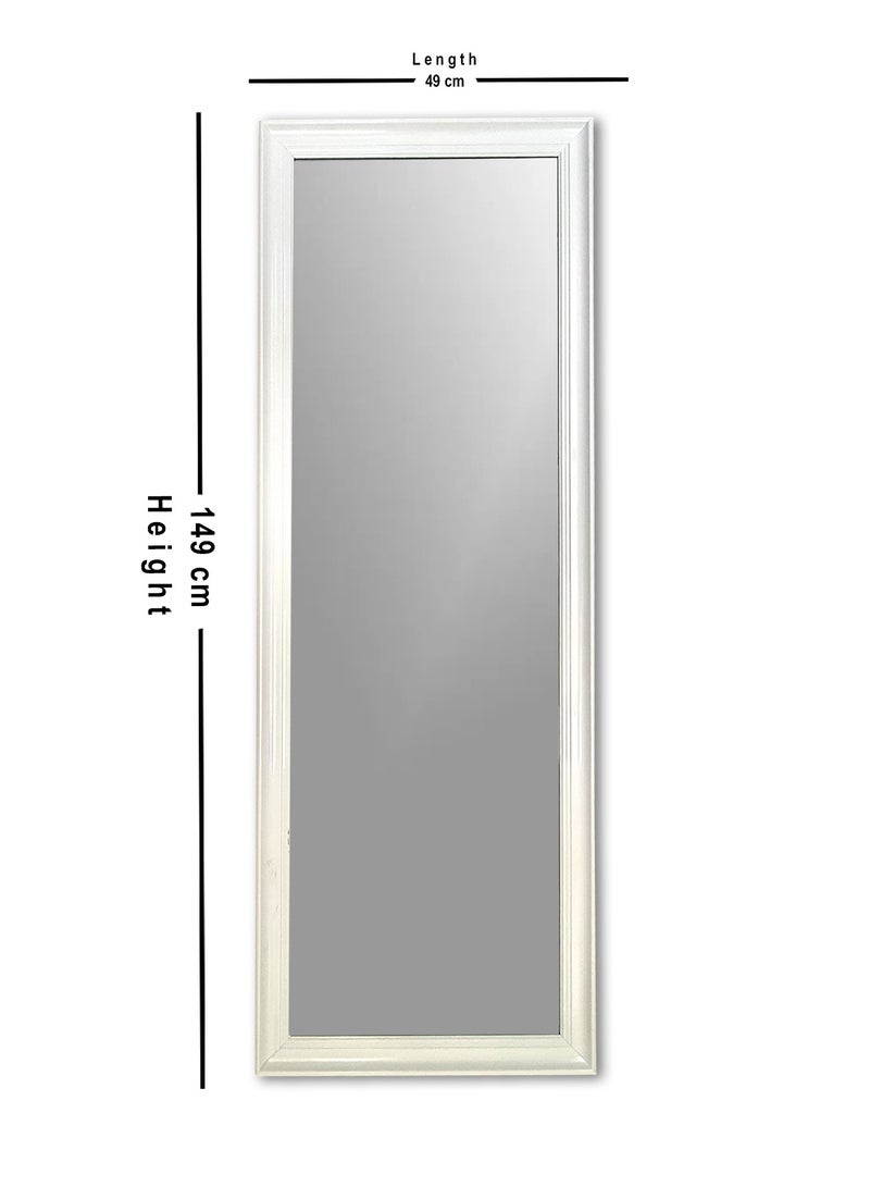 Mirror Full Length Stand Hanging or Leaning Against Wall, Large Rectangle Bedroom Mirror Floor Mirror Dressing Mirror Wall-Mounted Mirror, PVC Frame - White - Image 4