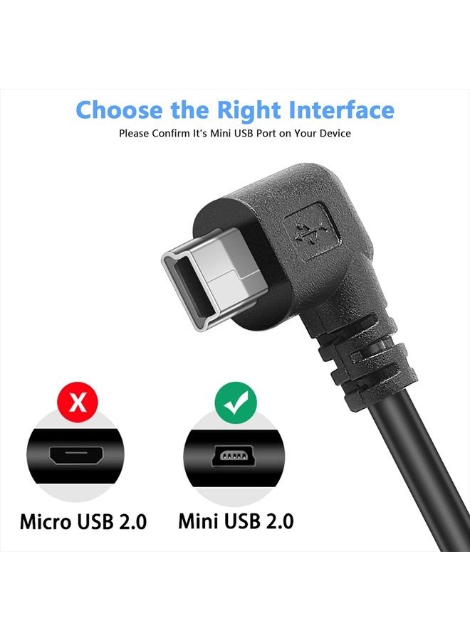 PASOW كابل شحن USB مصغر USB 2.0 A-ذكر إلى Mini-B لمحول شاحن طاقة السيارة لكاميرا داش كام وكاميرا مرآة الرؤية الخلفية وكاميرا الاحتياط (11.5 قدم، زاوية يسار) - Image 3