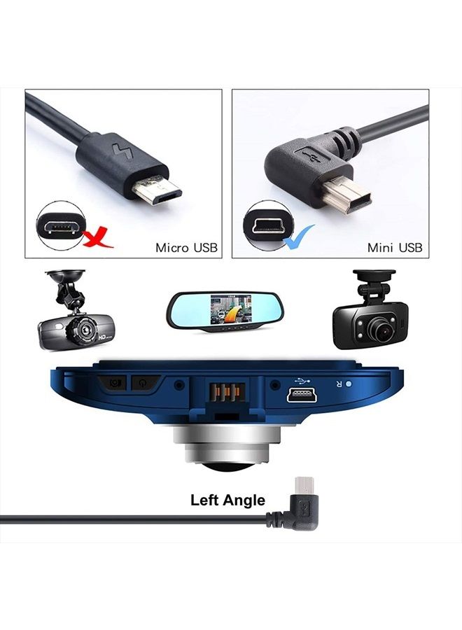 PASOW كابل شحن USB مصغر USB 2.0 A-ذكر إلى Mini-B لمحول شاحن طاقة السيارة لكاميرا داش كام وكاميرا مرآة الرؤية الخلفية وكاميرا الاحتياط (11.5 قدم، زاوية يسار) - Image 2