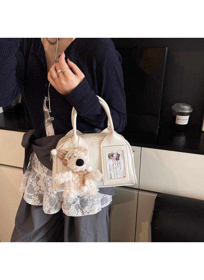 Generic - Bright Face Korean Style Solid Color Portable Boston Bag 2025 Early Spring Niche Fun Design Shoulder Bag-Color:Yellow - Image 1