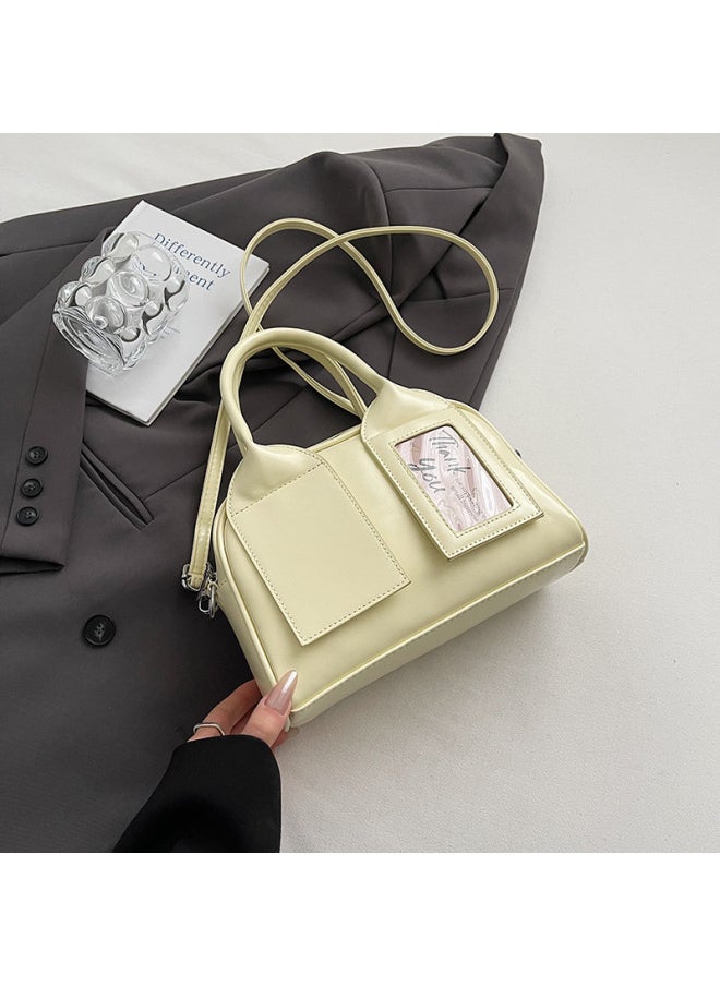 Generic - Bright Face Korean Style Solid Color Portable Boston Bag 2025 Early Spring Niche Fun Design Shoulder Bag-Color:Yellow - Image 1