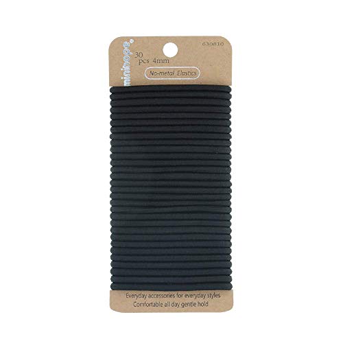 minihope Womens Hair Elastic Thick Tie Black 30 Count Pack of 1 4MM for Medium Hair