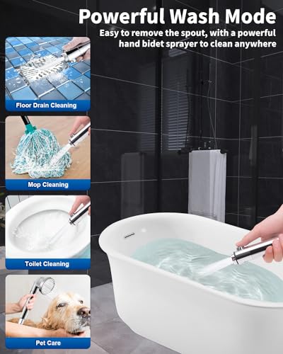 Luxsego Filtered Shower Head for Hard Water with Stop, High Pressure 4-Mode Shower Heads Built-in Power Spray to Clean Corner, Tub & Pets, Water Softener Handheld Shower to Remove Chlorine & Fluoride - Image 2