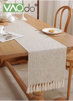 VAOdo Braided Cotton Linen Table Runners Long Farmhouse Burlap Table Runner Jute Rustic Table Decor Holiday Parties and Everyday Use 30*220CM  - Image 5