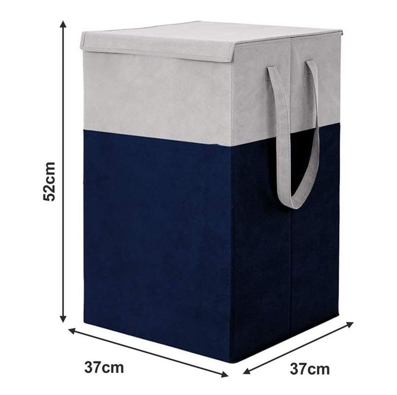 WOLFSTER Grey and Blue 68 L Laundry Basket for Clothes Toys With Lid Side Handles Durable Foldable and Collapsible Laundry Storage Bag for Dirty Clothes Pack of 1 - Image 4