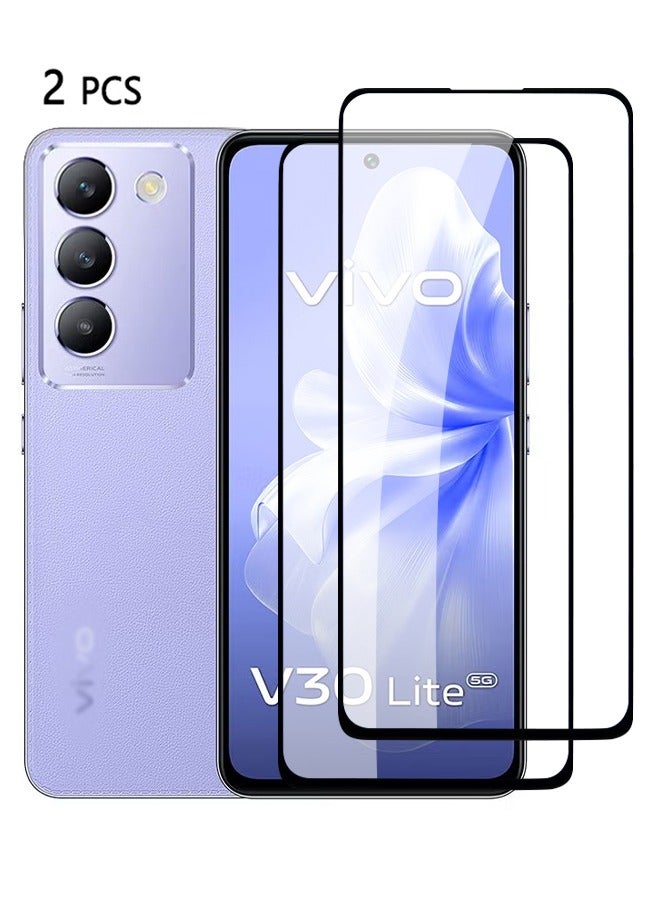 SNBFA 2 PCS Tempered Glass Screen Protector for Vivo V30 Lite with Full Coverage, Comfortable Touch Feeling, Easy Clean Install, HD Anti-scratch Anti-drop Anti-fingerprint Phone Display Cover Accessory - Image 1