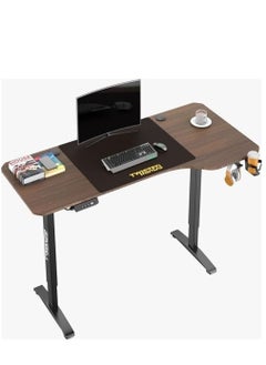TWISTED MINDS Twisted Minds T Shaped Electric Gaming Desk, Height Adjustable - Right, Headphone hook & Cup Holder, Carbon fiber texture table-top 80cm*2pcs | TM-T-9085-R  - Image 3