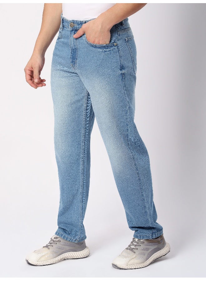 Light Blue Faded Baggy Fit Jeans for men