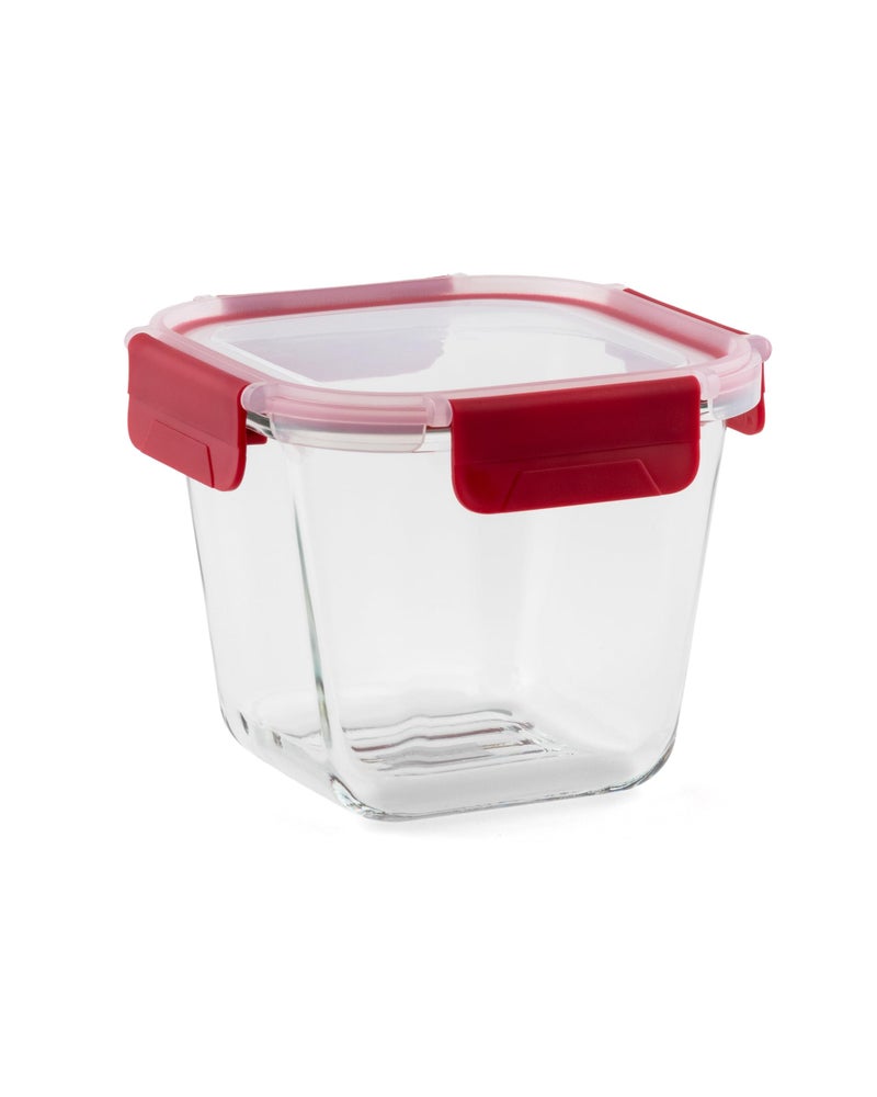 DUBBLIN Lock Me Up Glass Heat Resistant Borosilicate Glass Container 850ml - Square, Clear | Oven, Freezer & Microwave Safe Storage Solution (1 Piece) - Image 4