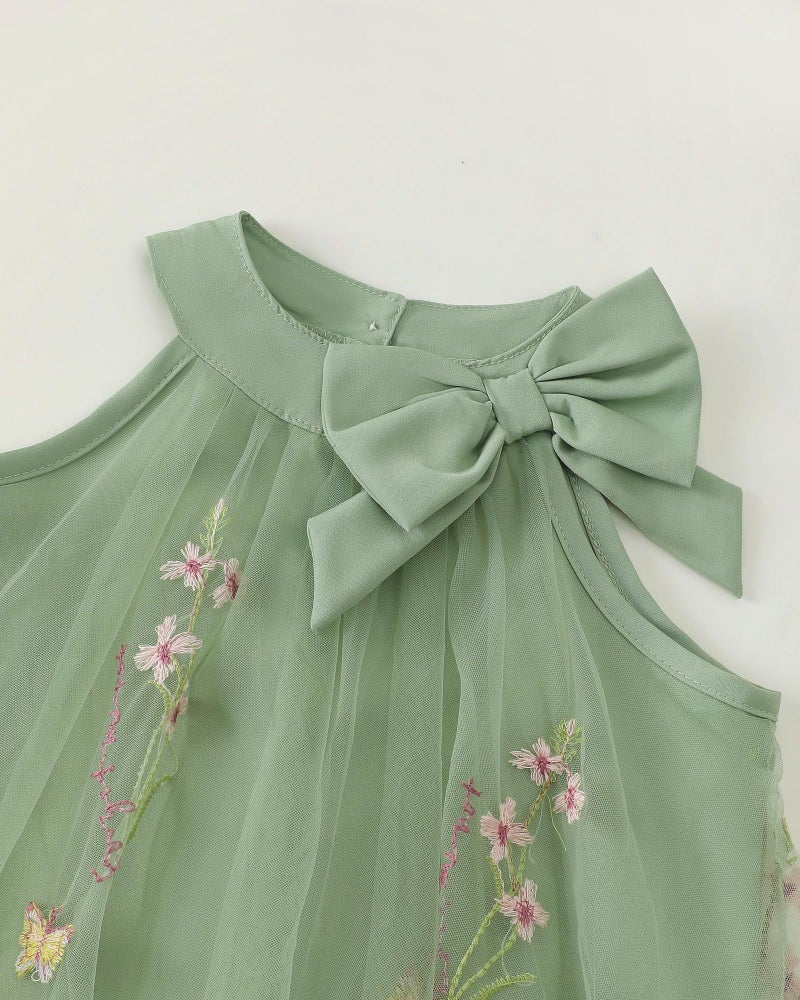 Saeaby Kids Toddler Girl Dress Summer Clothes Ruffle Sleeveless Little Girl Dress Flower Casual Beach Sundress Outfits Green Dresses for Girls 7-8 - Image 5