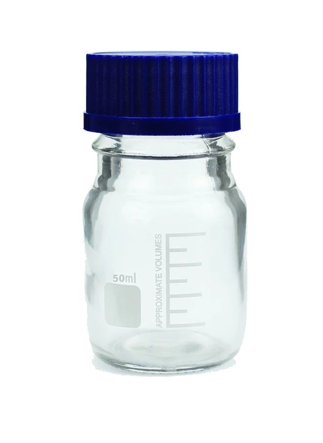 King Mariot Pack of 4 Heavy Duty Reagent Bottle 50ml Capacity High Grade Borosilicate 3.3 Glassware Storage Bottle Container For Labware Biology Chemistry Laboratory  - Image 2
